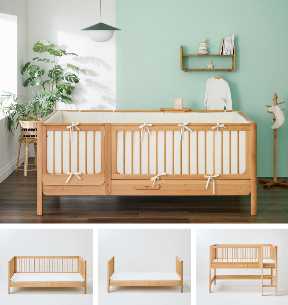 모듈형 확장이 가능한 원목 유아 침대 ⓒ숲소리.png