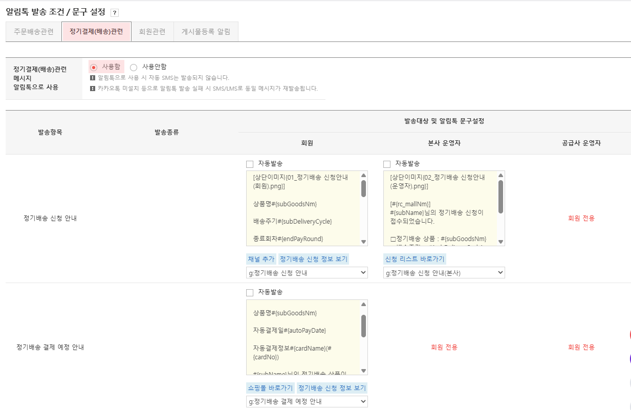 고도몰 - 알림톡 발송 조건  문구 설정 페이지 ⓒNHN 커머스.png